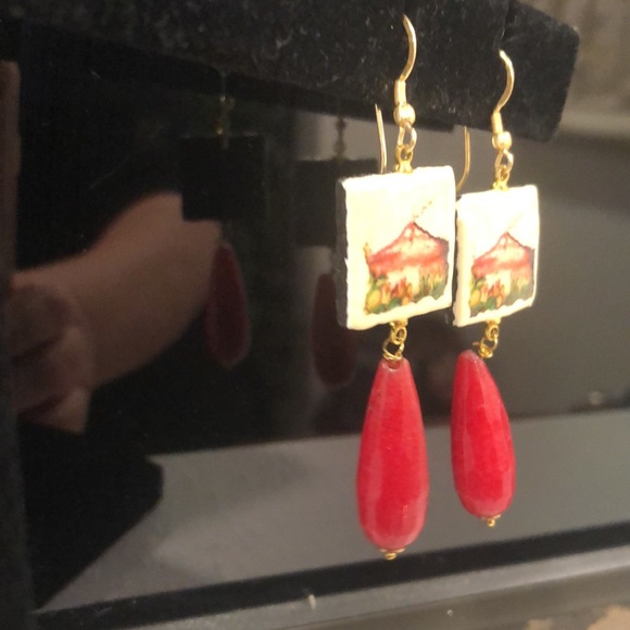 Sicilian Pierced Earrings with Mt Etna - Picture 6 of 10